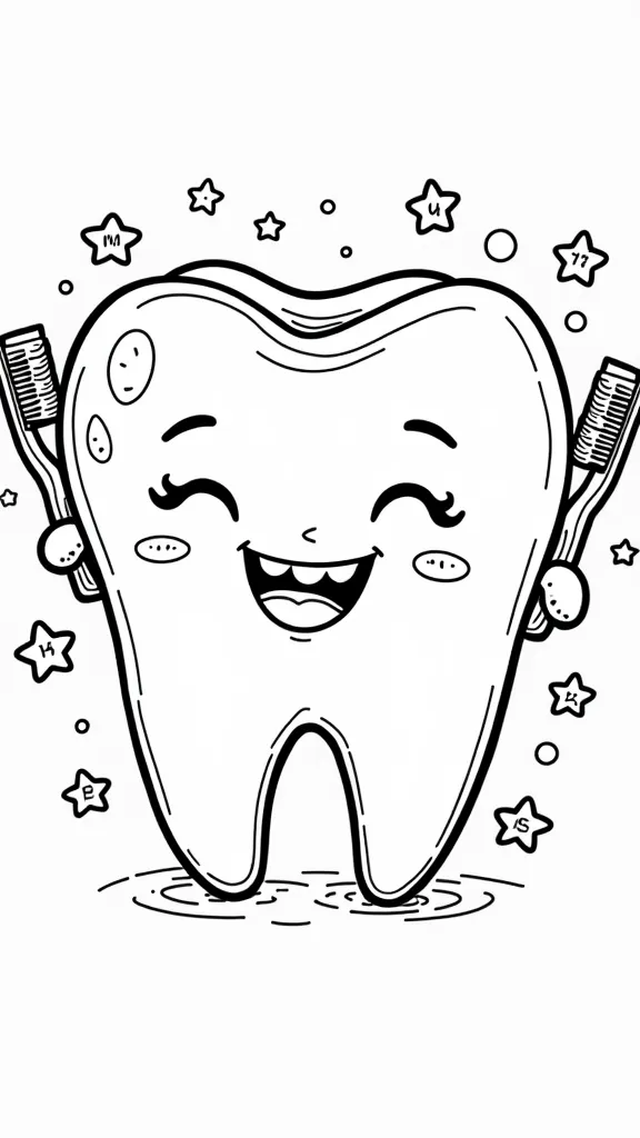 tooth coloring page printable